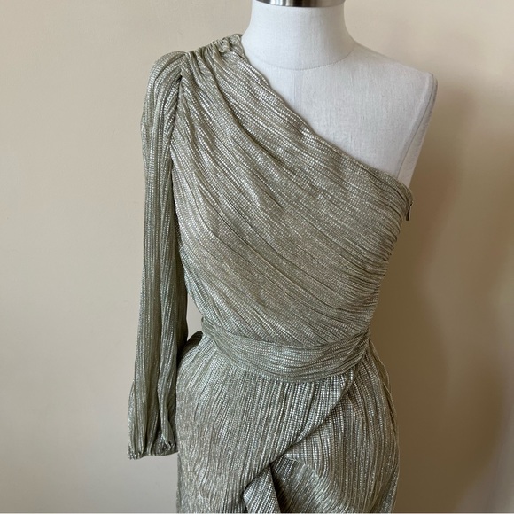 Saylor Aloea Pliss one shoulder metallic dress 612 - Picture 9 of 16